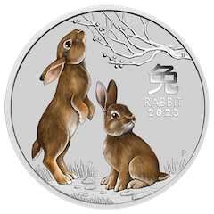 2023 1盎司澳洲兔年生肖彩色銀幣