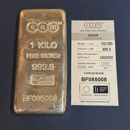 1公斤 SAM 9999銀條 (附證書)