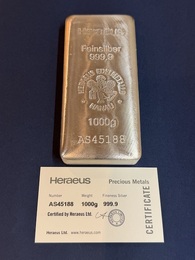 1kg 賀利氏銀條 (證書版)